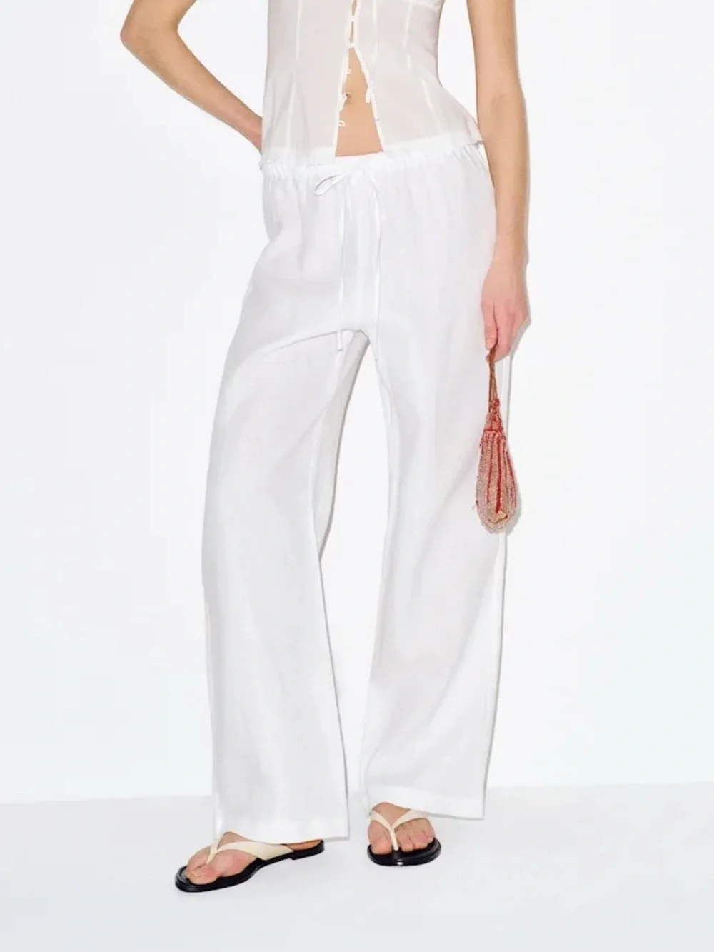 Reformation Olina Linen Pant White Size S NWT
